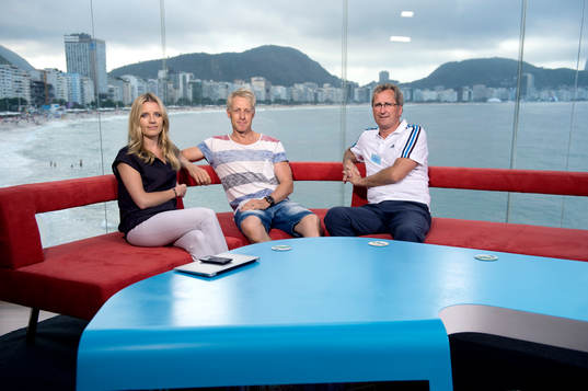 Johanna Frändén, André Pops och Erik Hamrén i SVTs