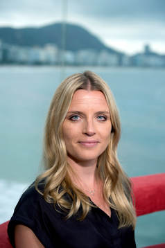 Johanna Frändén i SVTs studio