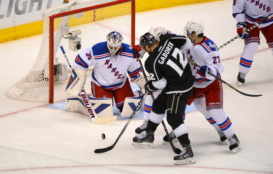 New York Rangers goaltender Henrik Lundqvist makes a save