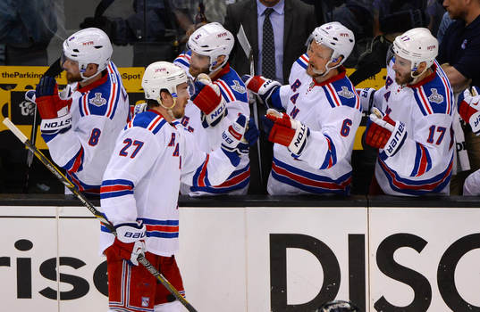 New York Rangers Center Bryan Boyle celebrates with Anton