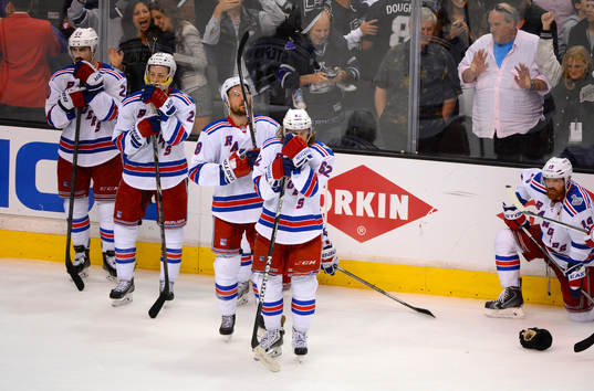 Carl Hagelin of the New York Rangers and his teammates are
