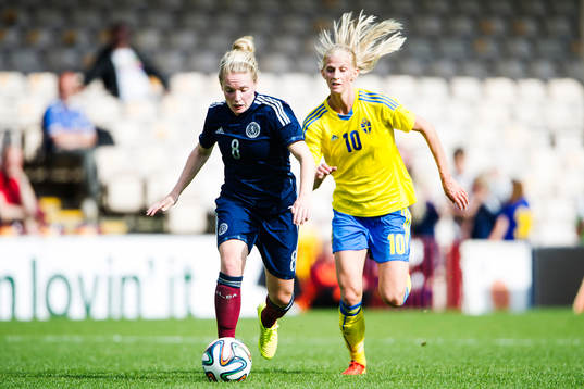 Skottlands Kim Little och Sveriges Sofia Jakobsson