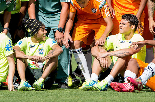 Neymar och Thiago Silva, Brasilien