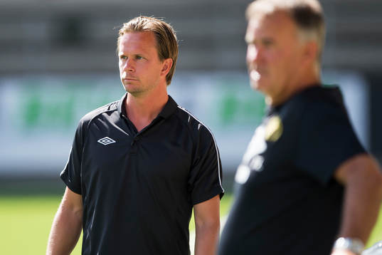 Elfsborgs tränare Tobias Linderoth med tränare Tony