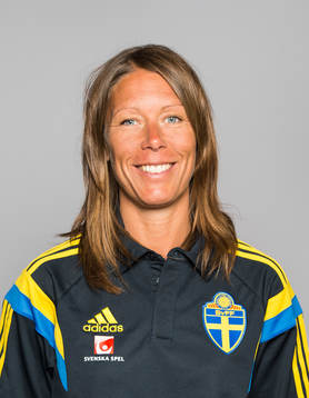 Sveriges damfotbollandslags sjukgymnast Karin Schröder