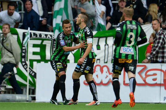 GAIS Malkolm Moenza och Shkelqim Krasniqi jublar framför