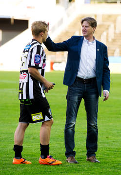 Landskronas Erik Andersson och tränare Patrik Johansson
