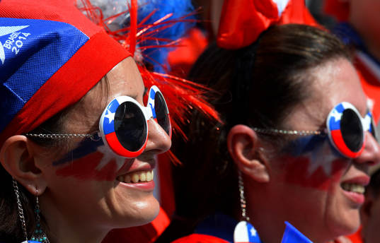 SAO PAULO, BRASIL - JUNIO 18: Aficion de Chile, durante el