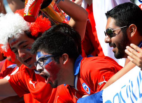 SAO PAULO, BRASIL - JUNIO 18: Aficion de Chile, durante el