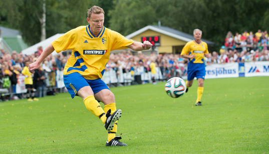 Kennet Andersson i jubileumsmatchen VM-laget 1994 i Grevie