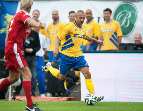 Henrik Larsson i jubileumsmatchen VM-laget 1994 i Grevie 29