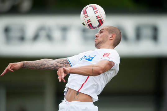 Helsingborgs Robin Simovic i träningsmatchen i fotboll