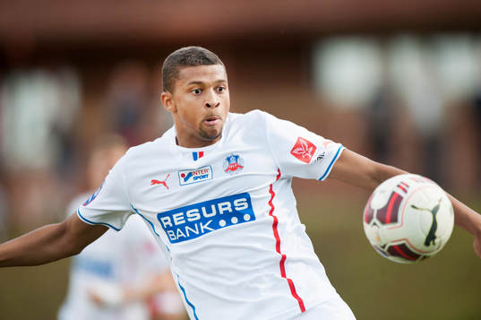 Helsingborgs Osman Sow i träningsmatchen i fotboll mellan