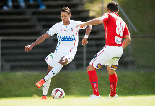 Helsingborgs Ariel Lassiter  i träningsmatchen i fotboll