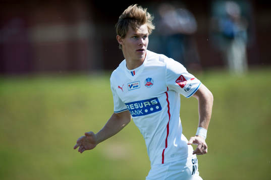 Helsingborgs Emil Krafth i träningsmatchen i fotboll