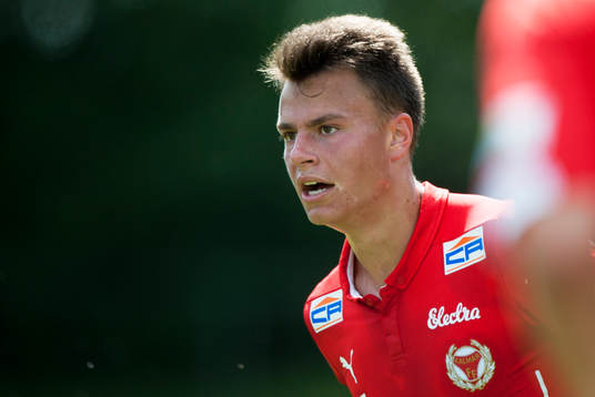Kalmars Melker Hallberg i träningsmatchen i fotboll mellan
