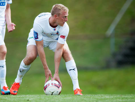 Helsingborgs Peter Larsson i träningsmatchen i fotboll