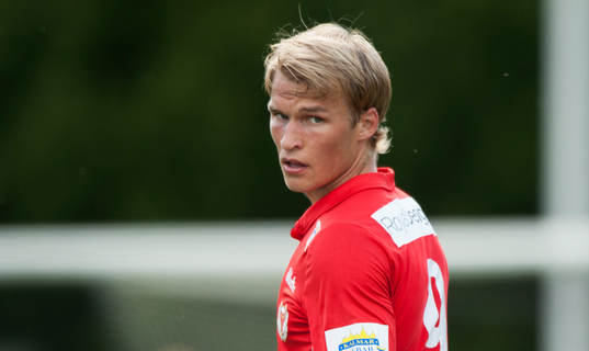 Kalmars Sebastian Andersson i träningsmatchen i fotboll