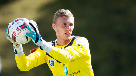 Kalmars målvakt Lars Cramer i träningsmatchen i fotboll
