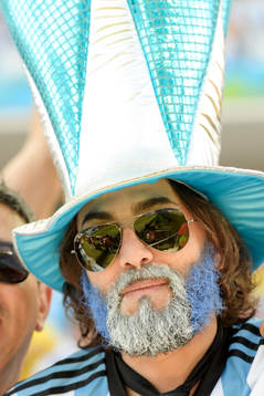 Argentinsk supporter innan åttondelsfinalen mellan