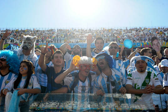 Argentinsk supporter innan åttondelsfinalen mellan