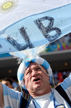 Argentinsk supporter innan åttondelsfinalen mellan
