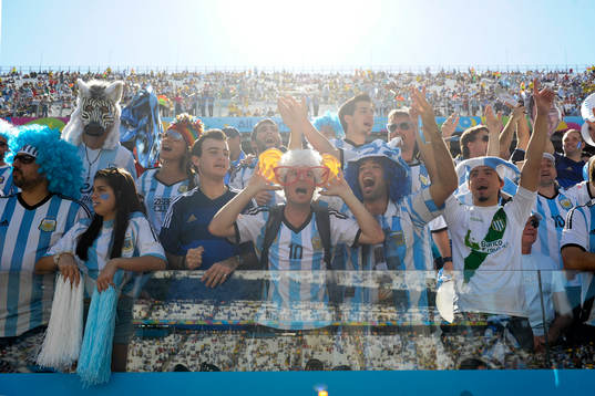 Argentinsk supporter innan åttondelsfinalen mellan