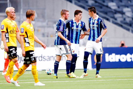 Djurgårdens Aleksander Faltsetas (vänster) och Haris