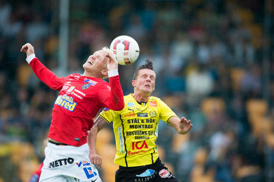 Mjällbys Kristian Haynes och Falkenbergs Halldor