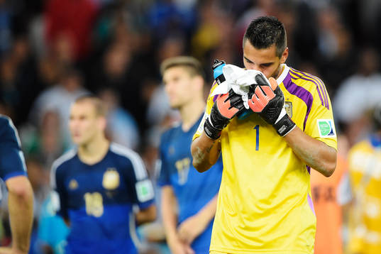 Argentinas målvakt Sergio Romero deppar