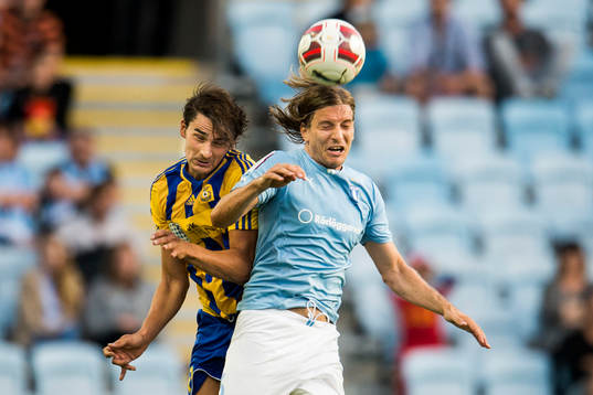 Malmö FFs Markus Halsti i nickduell med Ventspils Girts