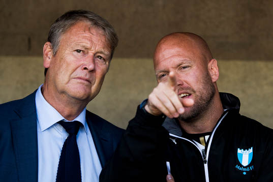 Malmö FFs tränare Åge Hareide och assisterande tränare