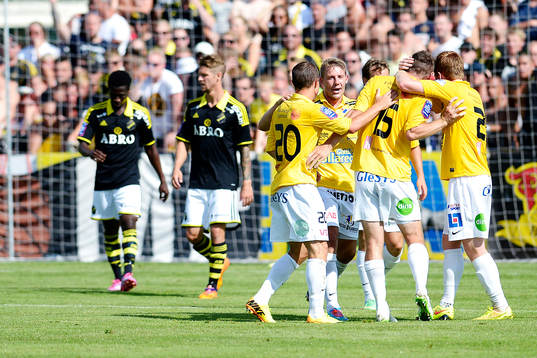 Falkenbergs spelare jublar
