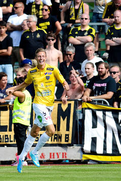 Falkenbergs Andrés Thorleifsson jublar