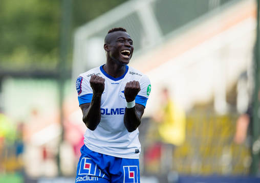 Norrköpings Alhaji Kamara reagerar