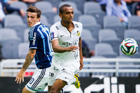 Djurgårdens Erton Fejzullahu och Häckens Walid Atta