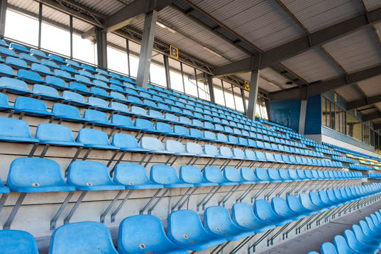 Översiktsbild över läktaren på Ventspils Olimpiskais