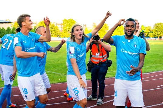 Malmö FFs Erdal Rakip, Johan Hammar, Pawel Cibicki och