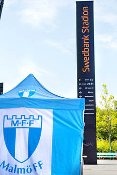 Malmö FFs logotype framför Swedbank Stadion
