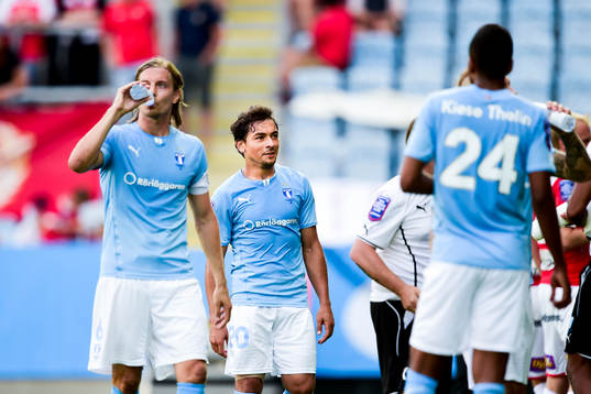 Malmö FFs Markus Halsti (tv) och Ricardo Ferreira Da Silva