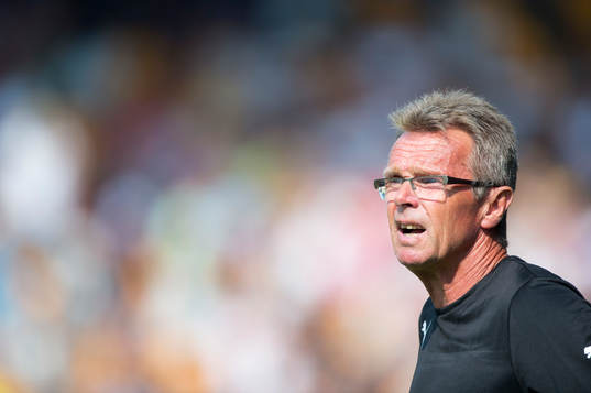 Mjällbys tränare Anders Linderoth i matchen i