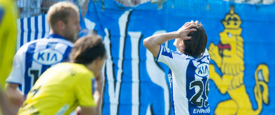 Göteborgs Lasse Vibe har missat jättechans i matchen i