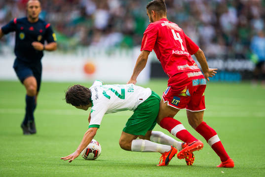 Hammarbys Lars Fuhre och Assyriskas Sotiris Papagiannopoulos