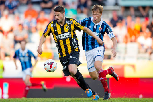 Häckens Gunnar Heidar Thorvaldsson mot Djurgårdens Emil
