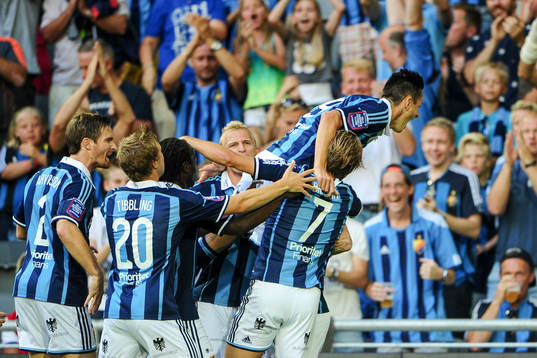 Djurgårdens Aleksander Faltsetas jublar