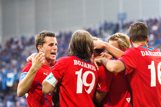 Helsingborgs spelare jublar