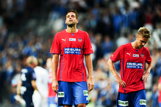 Helsingborgs Mikael Dahlberg och Johan Mårtensson deppar