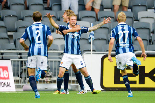 Djurgårdens Aleksander Faltsetas jublar