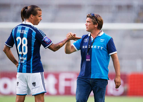 Djurgårdens Aleksandar Prijovic och sportchef Bo Andersson