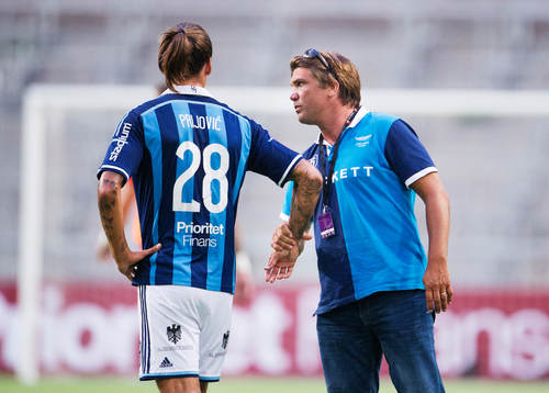 Djurgårdens Aleksandar Prijovic och sportchef Bo Andersson